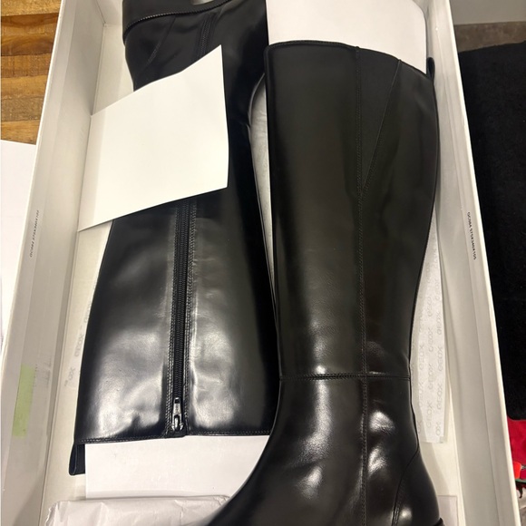 NEW Women’s Geox Cameixa D565EC Tall Boots 37 /Black Leather Side Zip Heel  Sz 7 - Picture 3 of 5